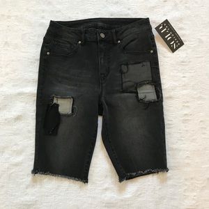NWT**SOLD DESIGN LAB**Black Denim Long Shorts $88
